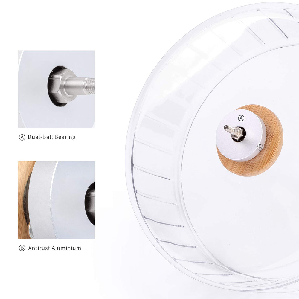 Niteangel hamster exercise wheel close-up showing its transparent running drum.