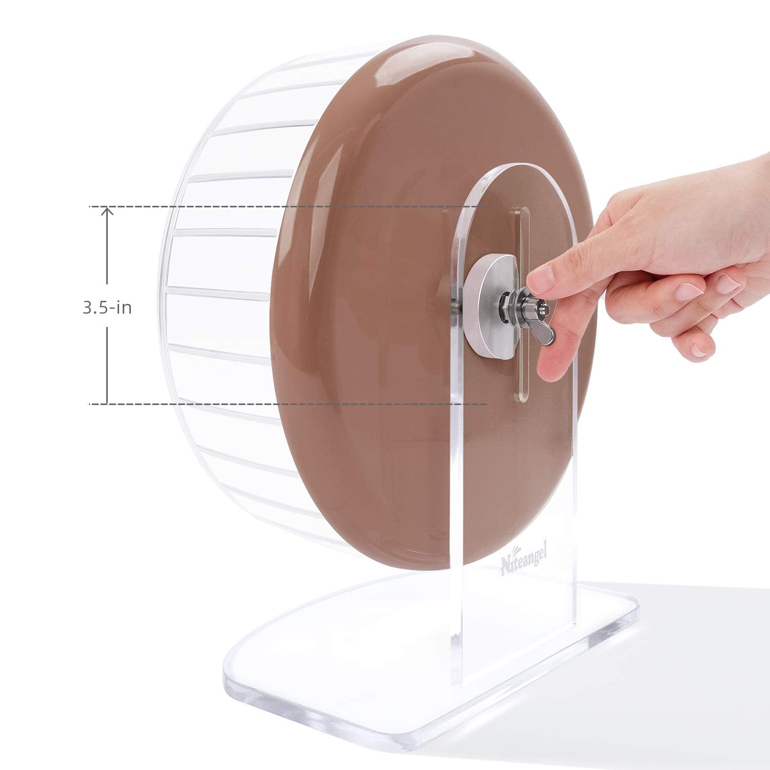 Niteangel hamster wheel close-up highlighting its wide running track.