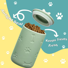 NIXBYO ceramic dog treat jar lid shown as the airtight closure.