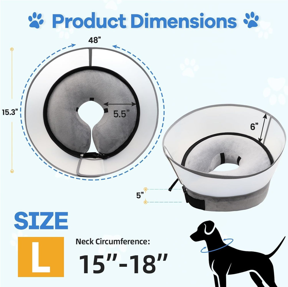 NoarWin inflatable dog cone detail showing the shield’s hook-and-loop closures.