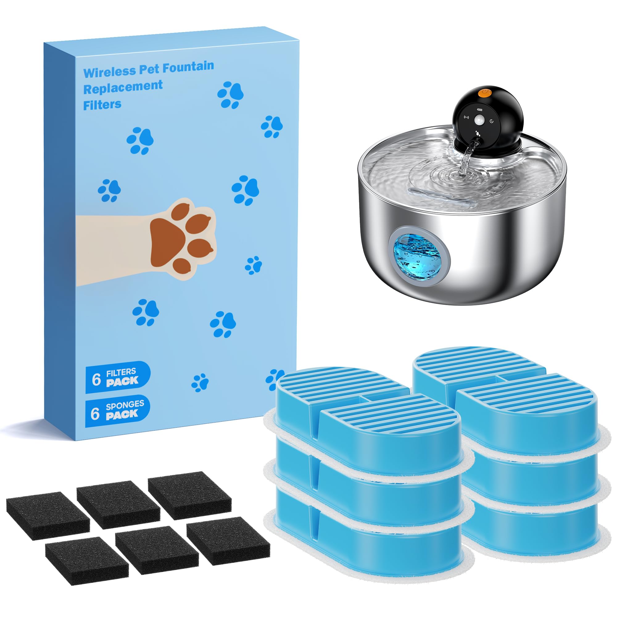 NOBXBON cat water fountain filter replacement set shown from the front.