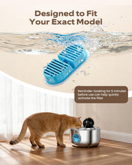 NOBXBON cat water fountain filter layers shown in a detail view.