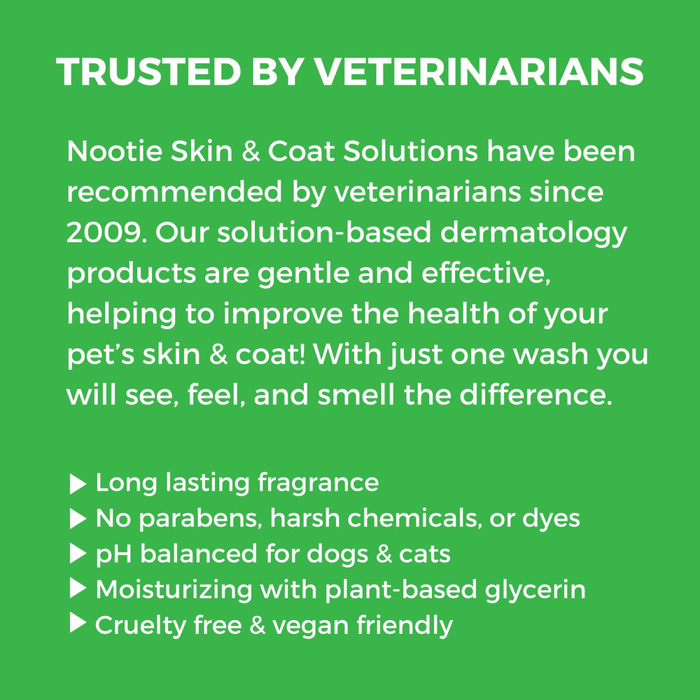 Nootie Pet Shampoo with a close view of its formula details.