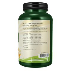 NOW Pet Health Omega 3 Supplement shown from an alternate package angle.