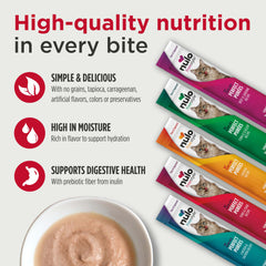 Nulo lickable cat treats being squeezed from a tube for serving.