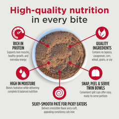 Nulo wet cat food shown close up to highlight its smooth pâté texture.