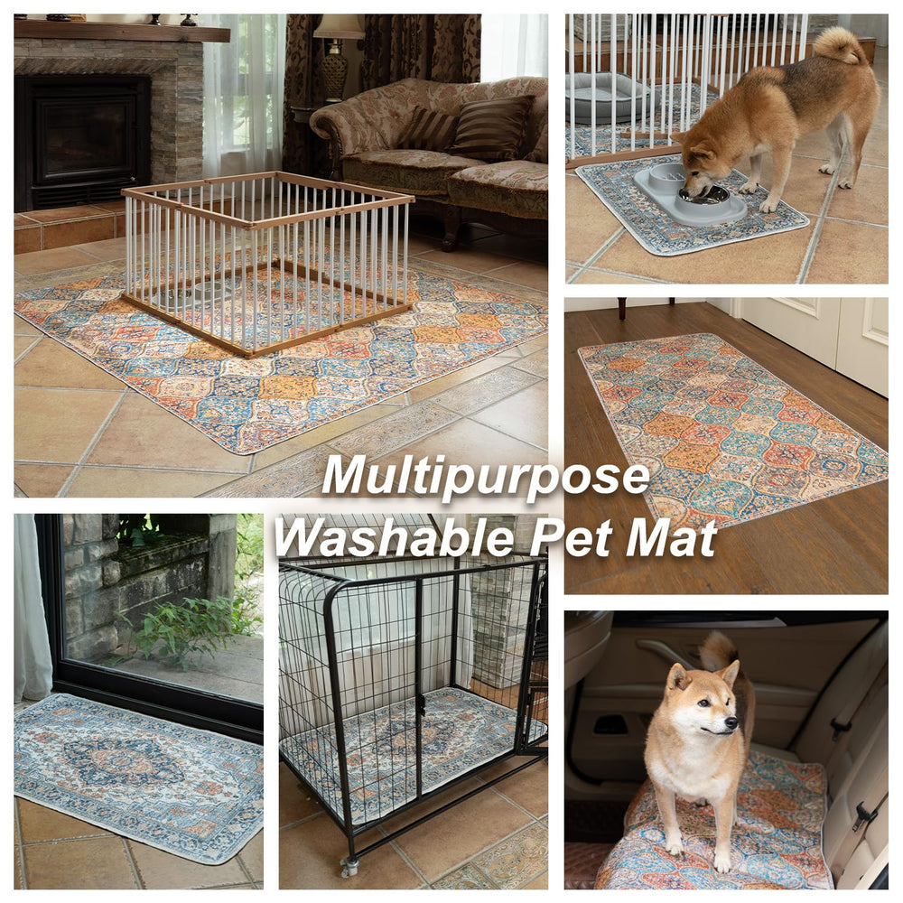 nunubaby washable dog pee pad shown in use on an indoor floor.