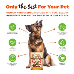 Nutri Chomps dog chew shown from an alternate angle to display its twist shape.