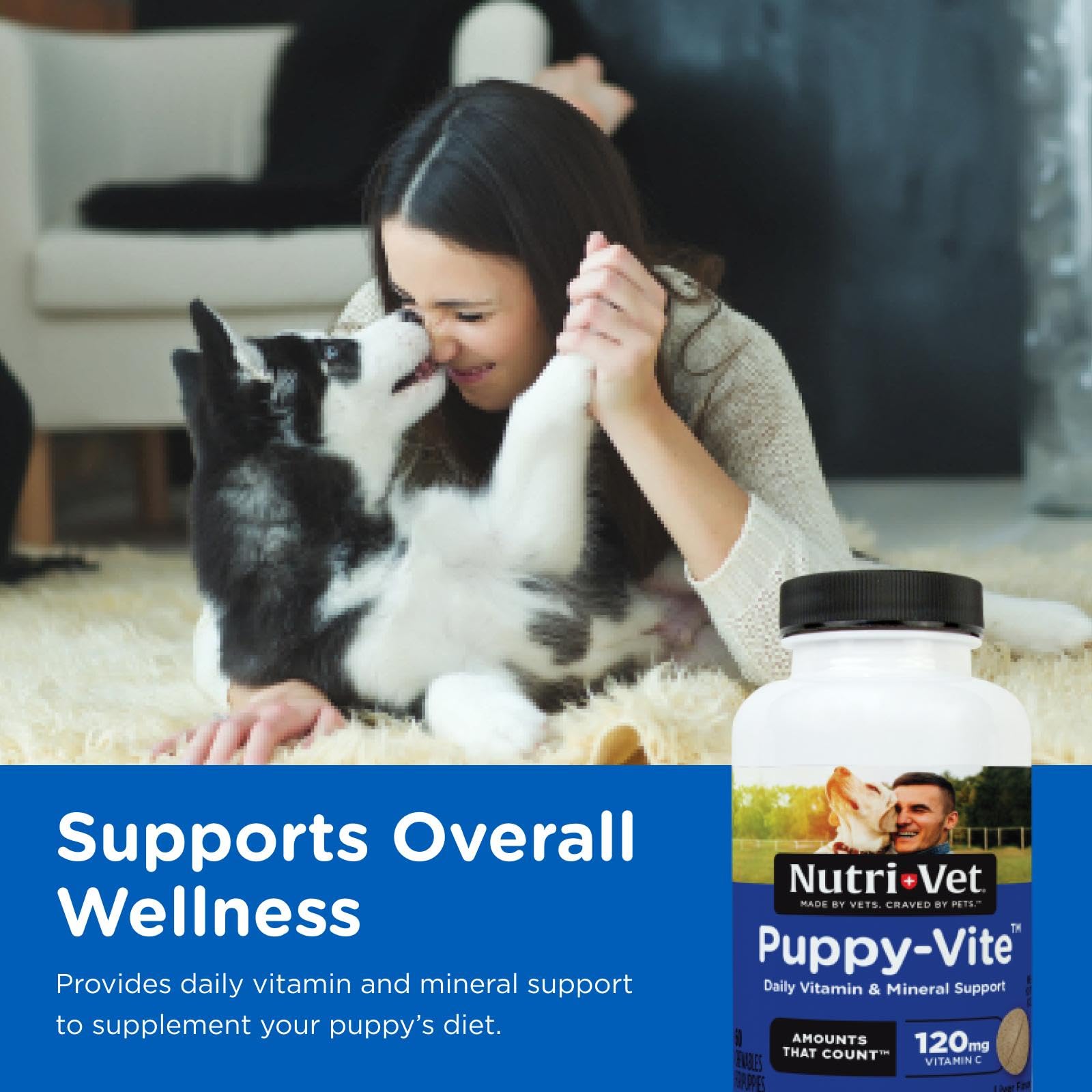 Nutri-Vet Puppy multivitamin chewable shown in a close-up.