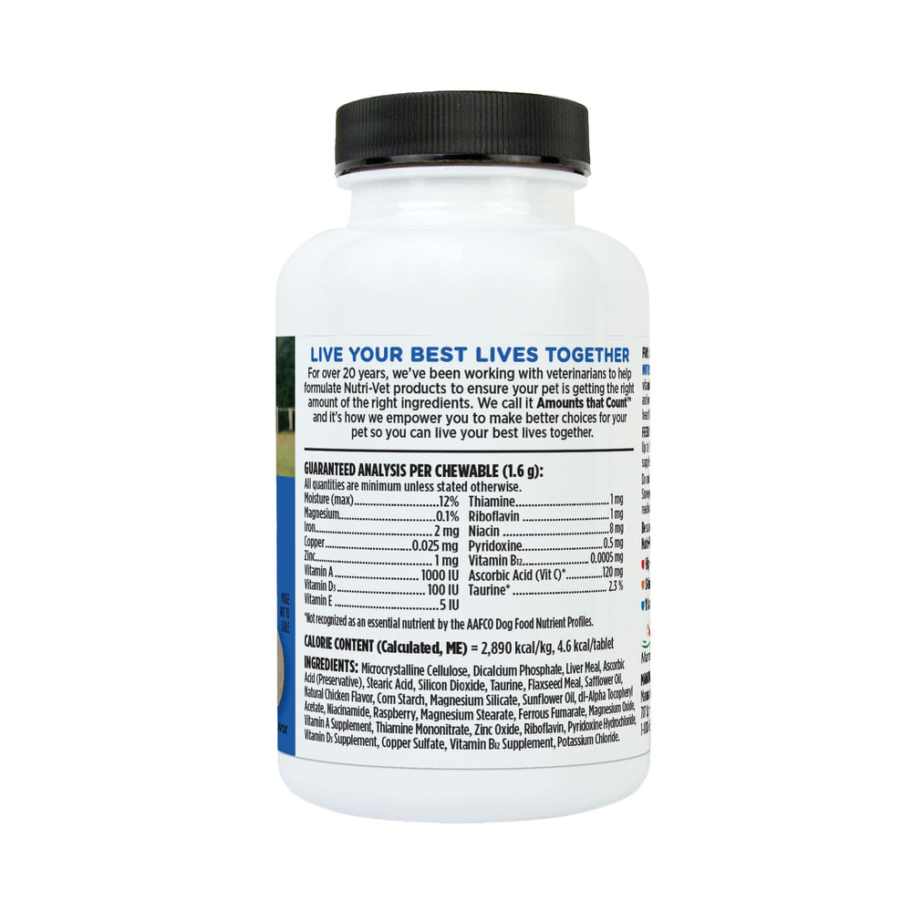 Nutri-Vet Puppy multivitamin highlighting its USA-made origin.