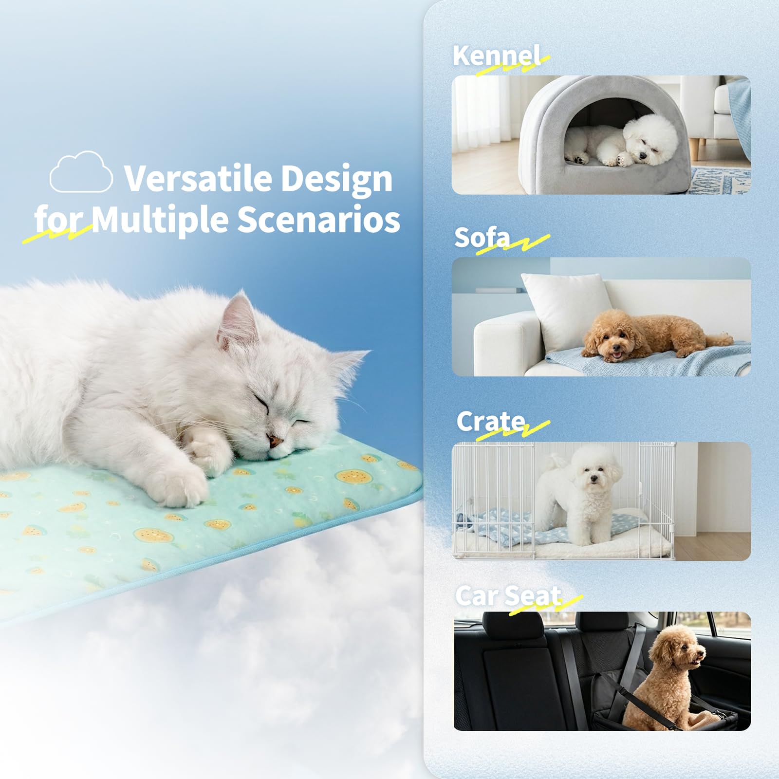 NWK pet cooling mat shown from an alternate angle in the green fruit design.