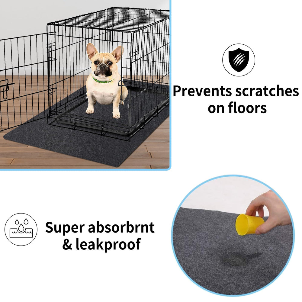 NYFITY dog crate mat liner placed beneath a crate.