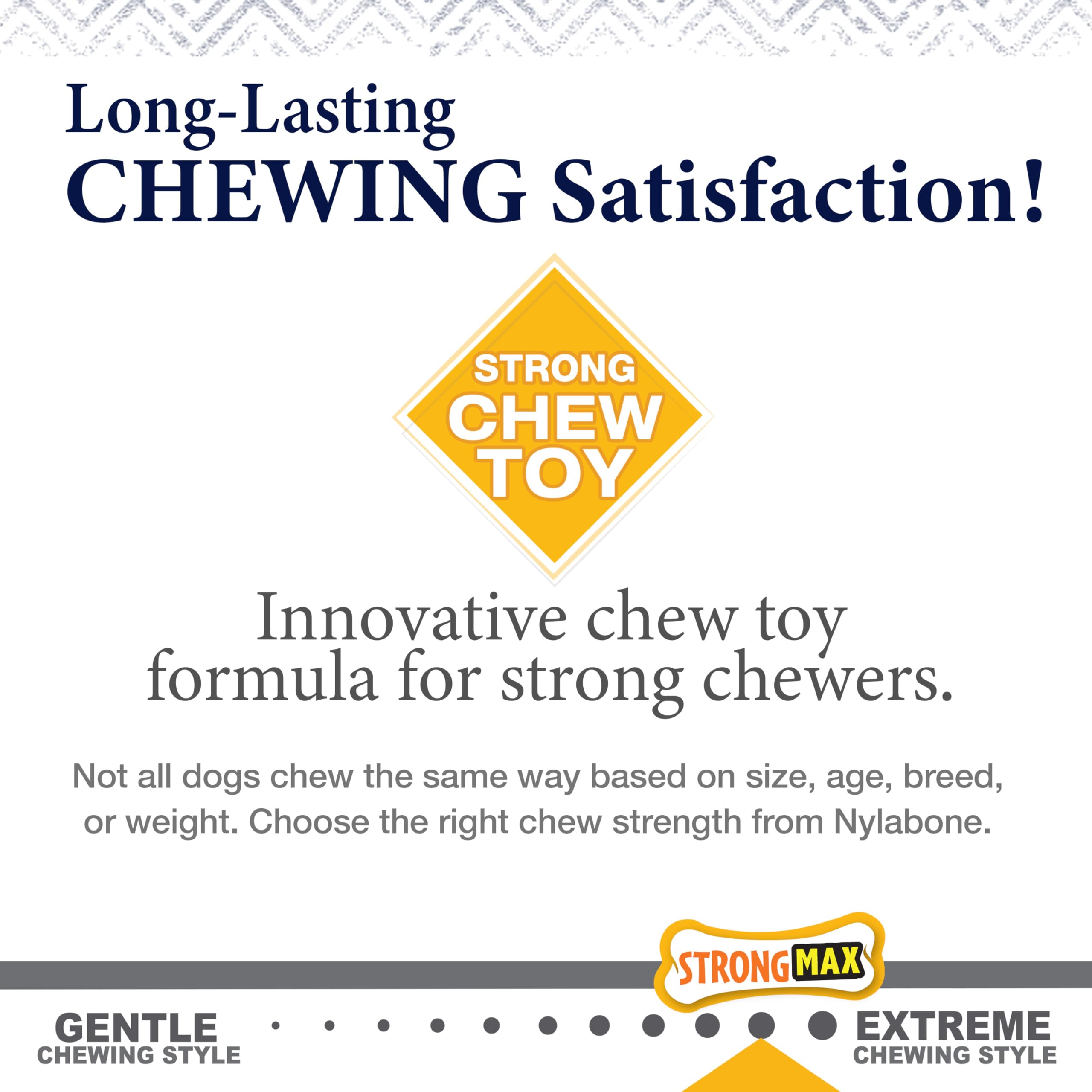 Nylabone Gourmet Style dog chew toys featuring aged cheddar and baby back ribs flavors.