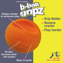 Nylabone Power Play Basketball Gripz dog toy showing its indented grip.