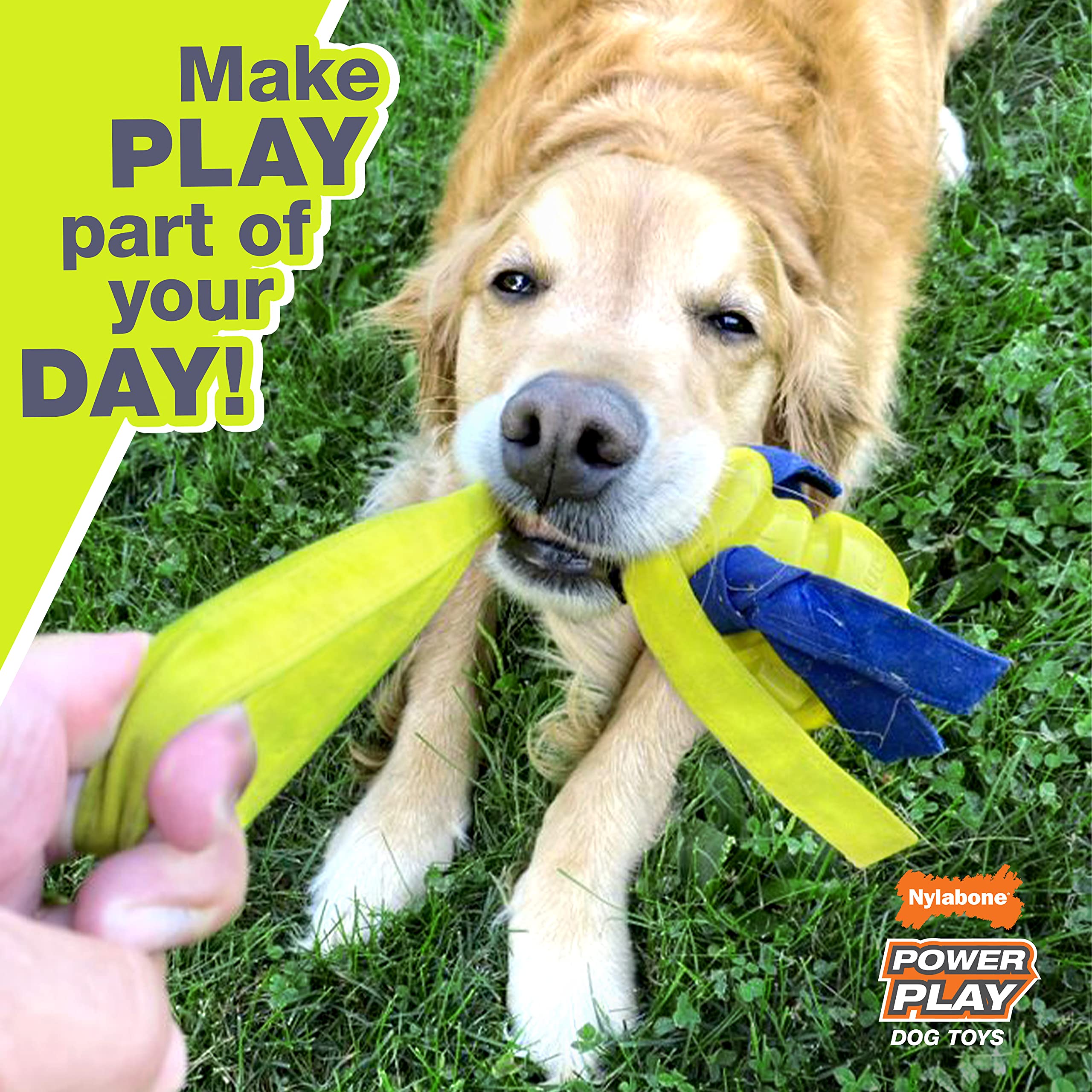 Nylabone Power Play Basketball Gripz dog toy shown from a side angle.