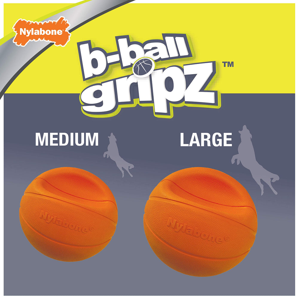 Nylabone Power Play Basketball Gripz dog toy viewed from above.