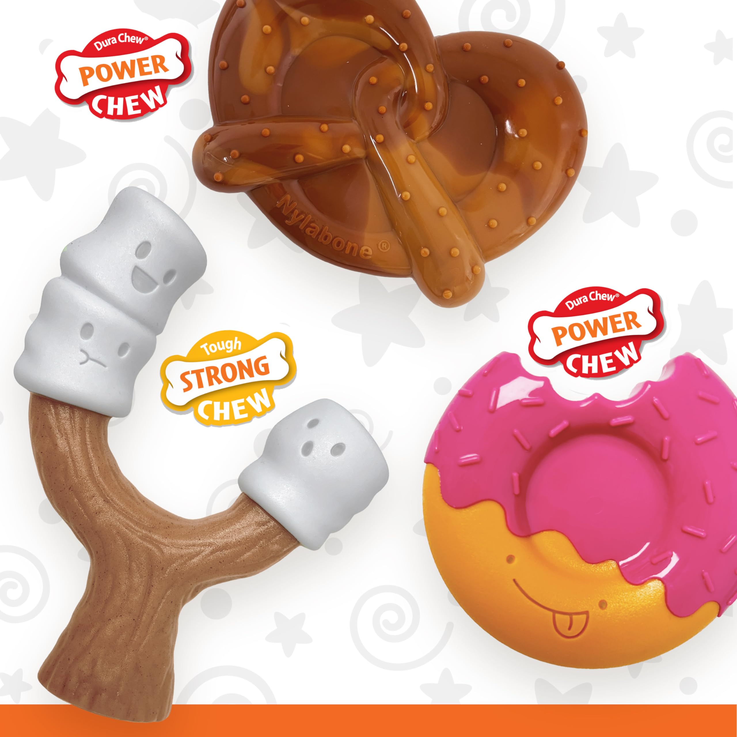 Nylabone Strong Chew Cute Dog Toy Bundle donut-shaped chew toy.