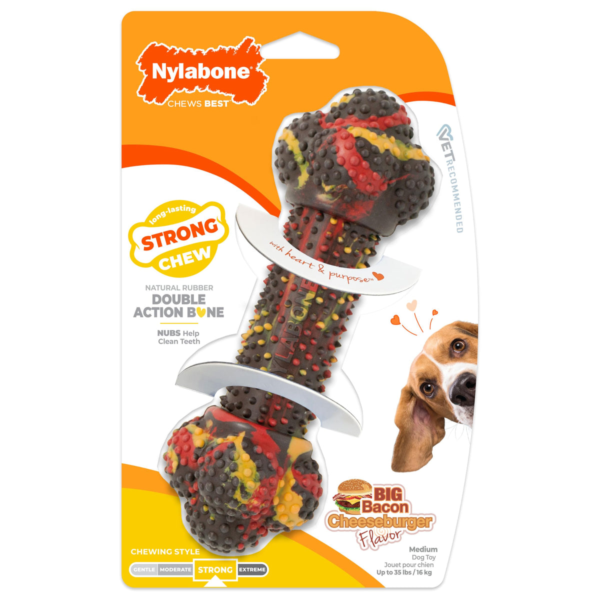 Nylabone Double Action Bone chew toy shown from the front.