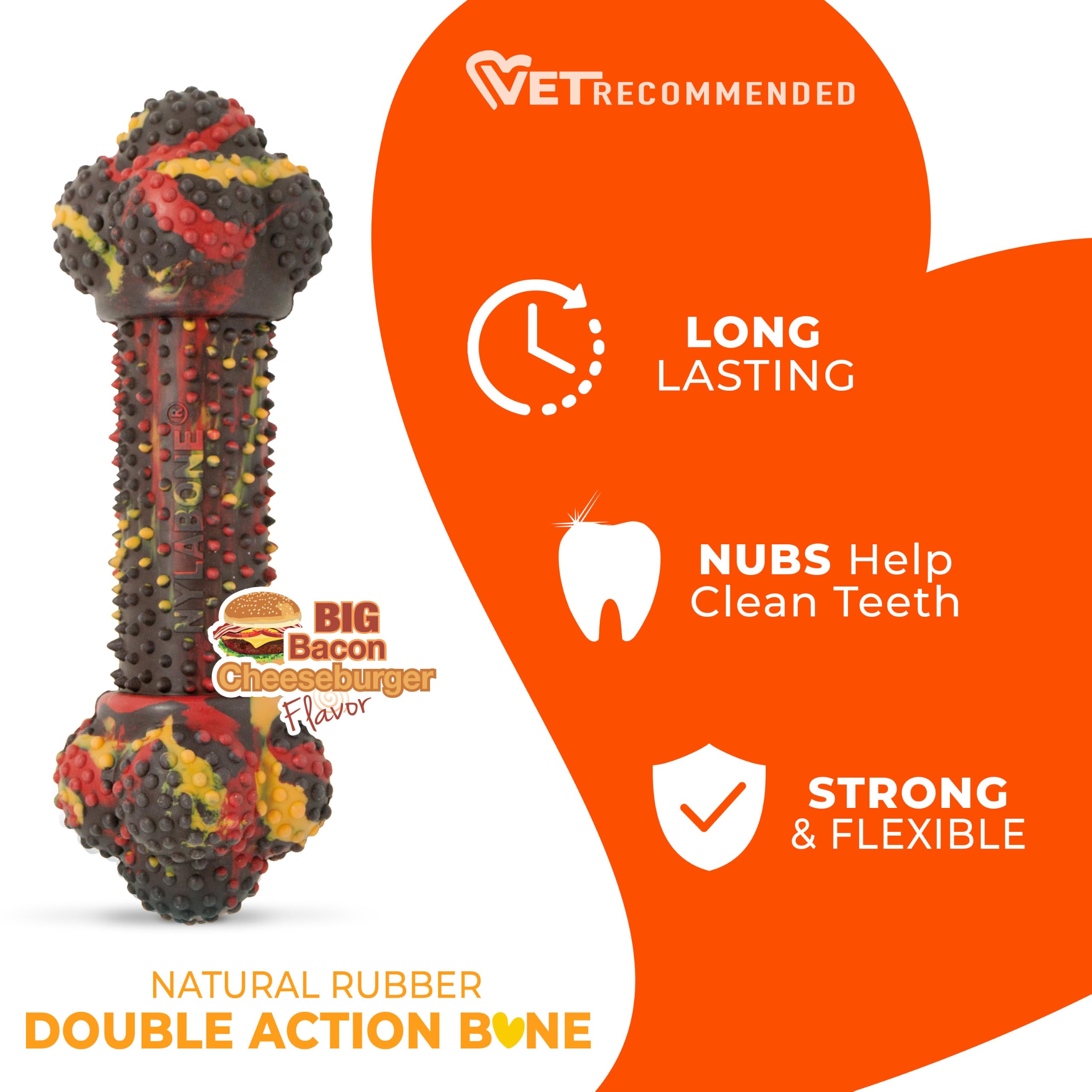 Nylabone Double Action Bone chew toy close-up of the raised nubs.
