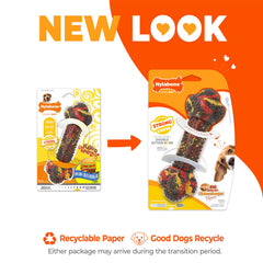 Nylabone Double Action Bone chew toy showing its two large ends.