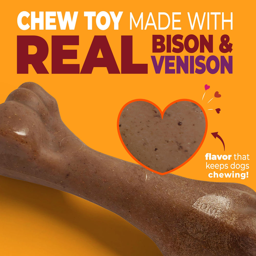 Nylabone Strong Chew Femur Bone dog toy showing its femur-inspired shape.