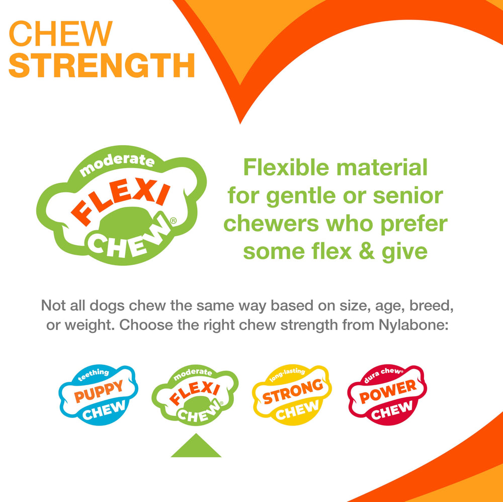 Nylabone Flexi Chew Gumabone made from flexible, bouncy material.