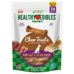 Nylabone Healthy Edibles dog treats shown with the package front facing forward.