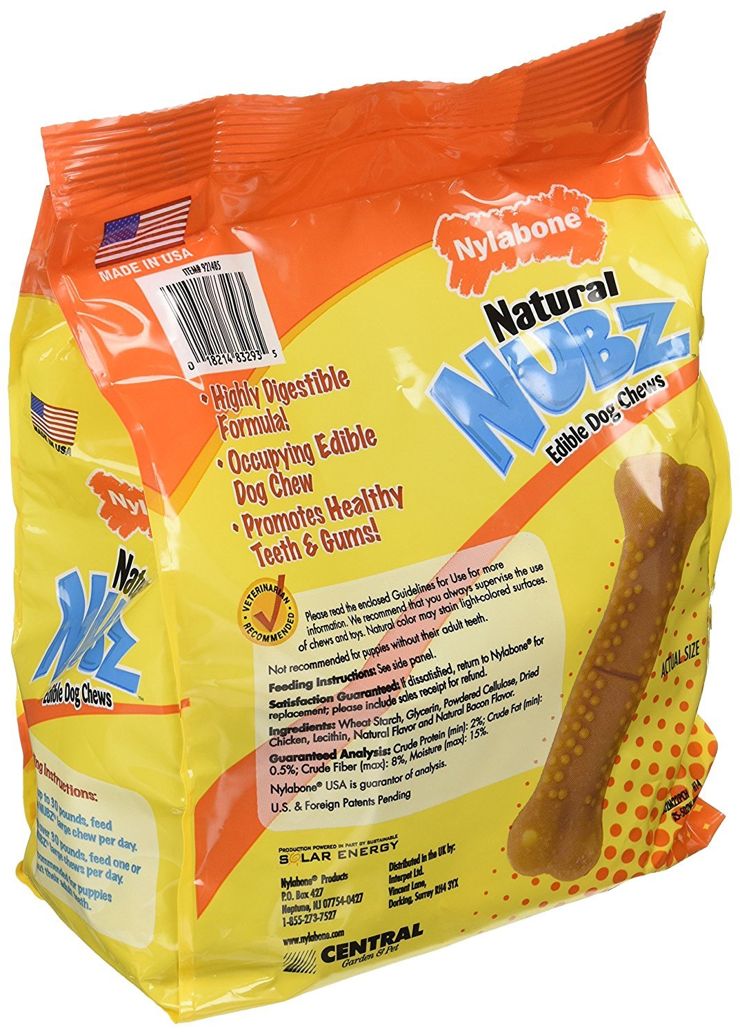Nylabone Natural Nubz edible dog chew shown in a close-up detail.