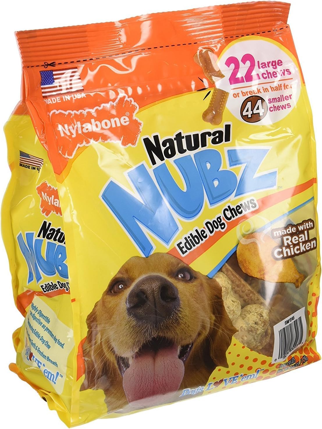 Nylabone Natural Nubz edible dog chews shown with their value pack packaging.