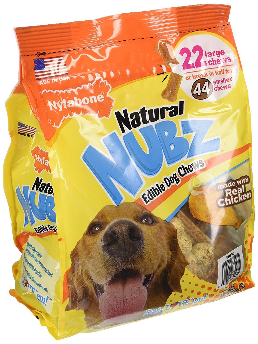 Nylabone Natural Nubz edible dog chews shown in a front product view.