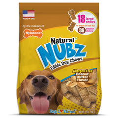 Nylabone Nubz Natural Dog Treats shown in a front-facing package view.