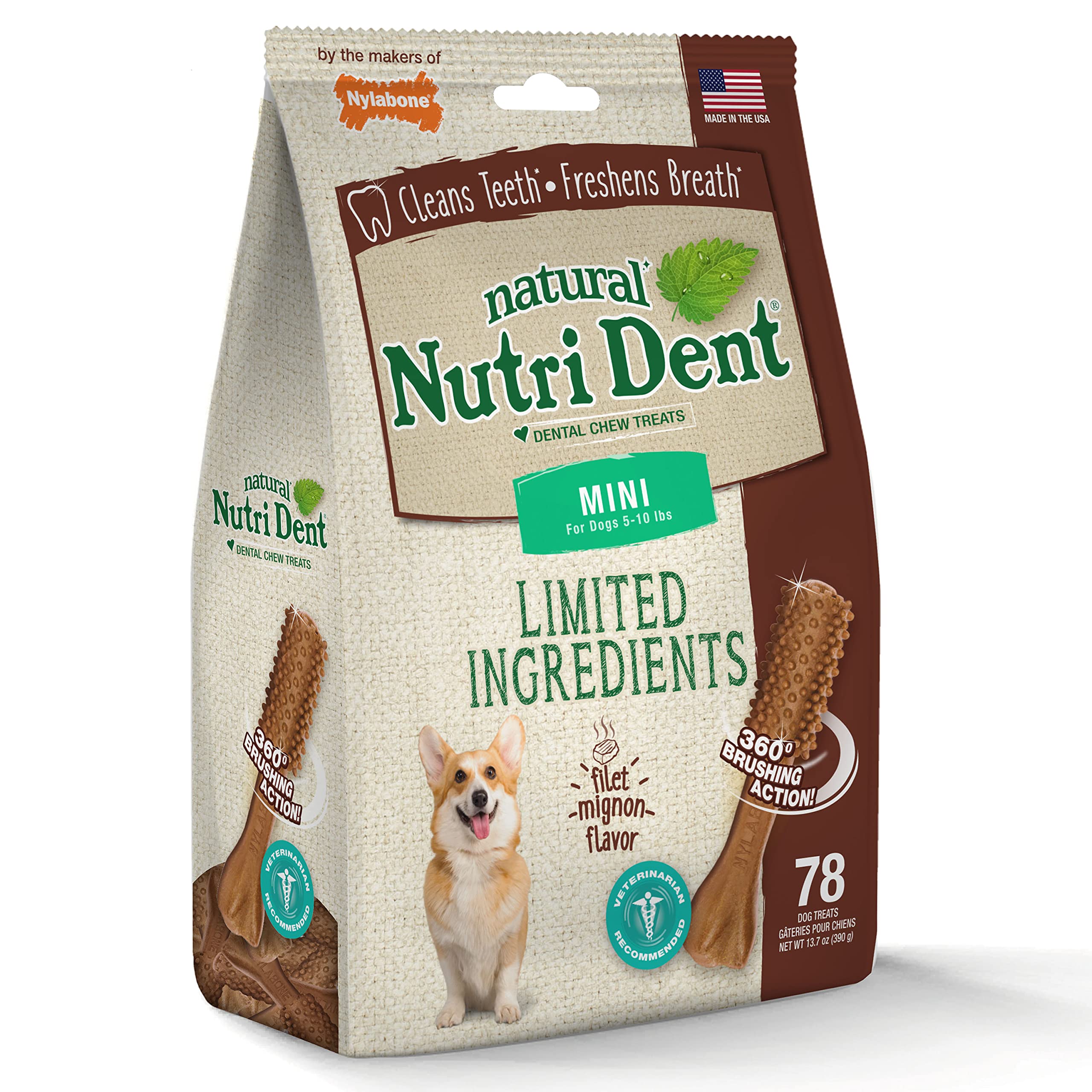 Nylabone Nutri Dent dental chews shown as a 78-count pack.