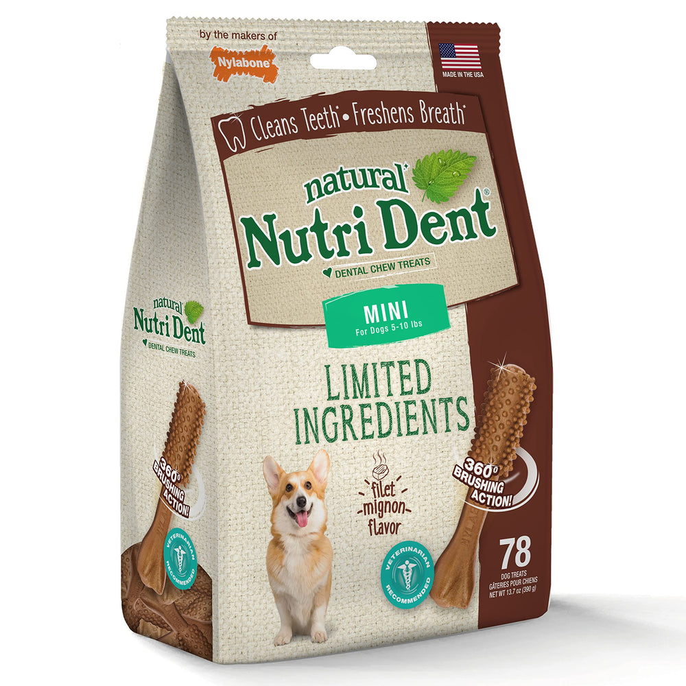 Nylabone Nutri Dent dental chews shown as a 78-count pack.