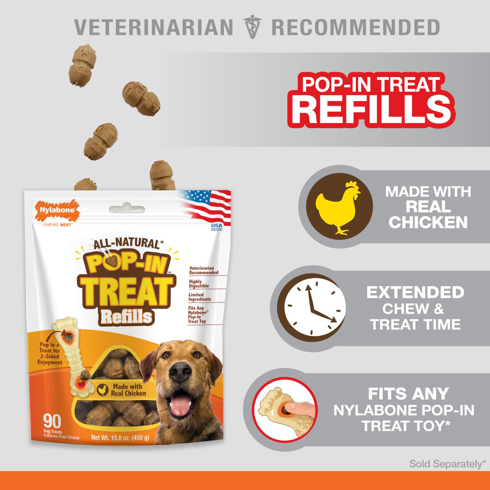 Nylabone Pop-In Treat-Toy Refill Chews shown together as dog treat refills.