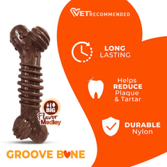 Nylabone Power Chew Dental Groove Bone close-up highlighting its grooved center.