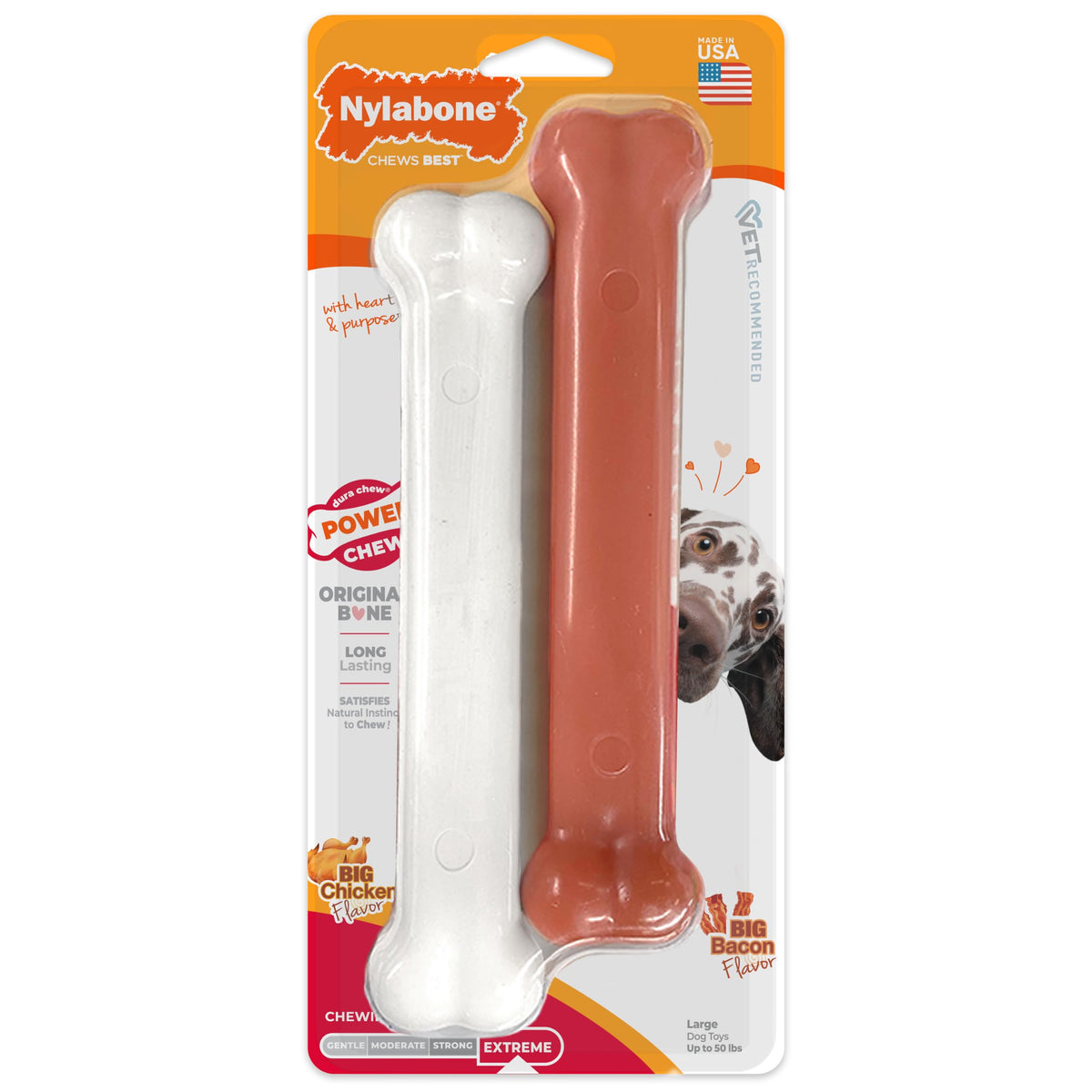 Nylabone Power Chew Original Bone shown from the front.