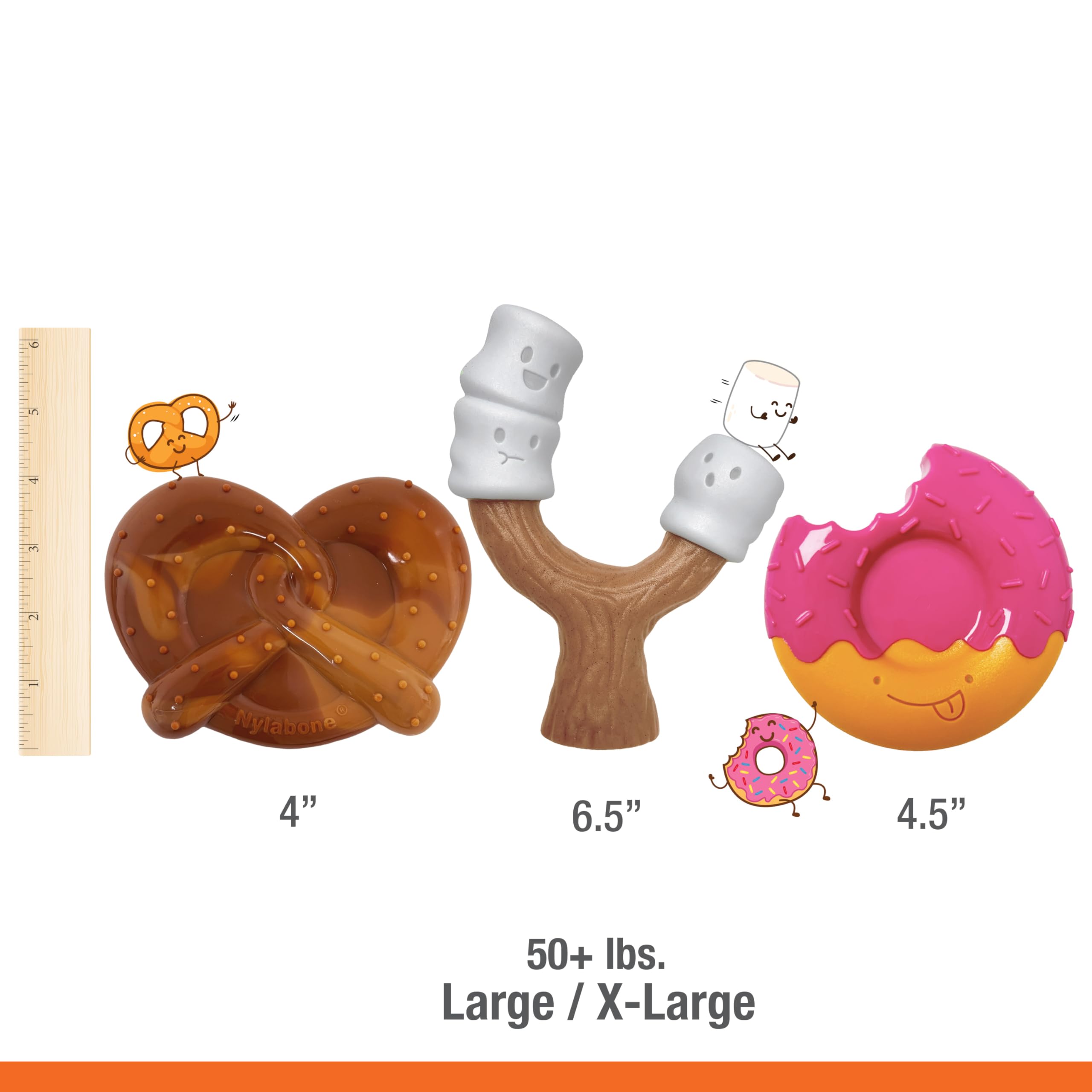 Nylabone Strong Chew Cute Dog Toy Bundle pretzel toy with an arched, curved shape.