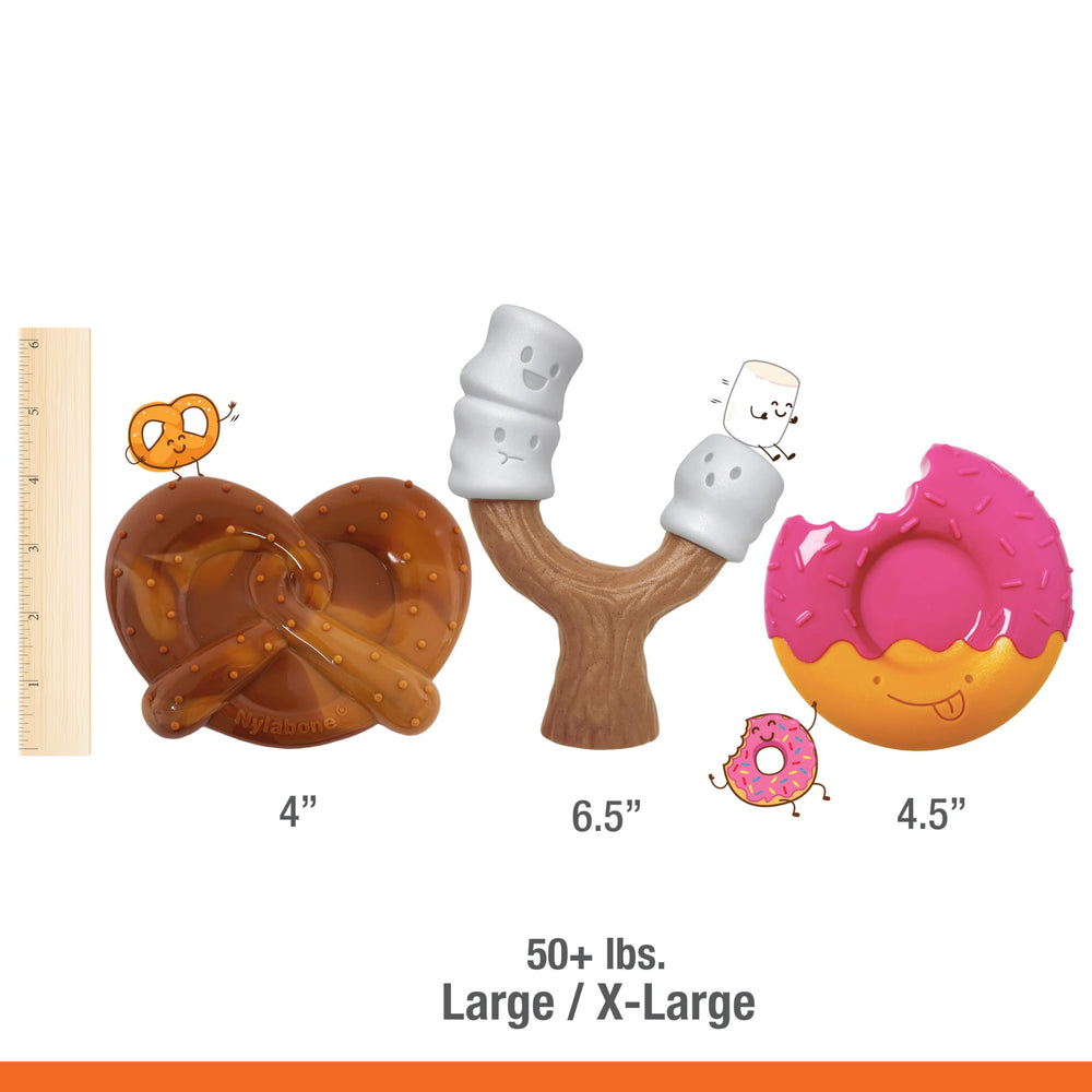 Nylabone Strong Chew Cute Dog Toy Bundle pretzel toy with an arched, curved shape.