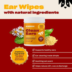 OH NORMAN! dog ear cleaning finger wipe shown fitted onto a finger.
