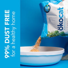 ÖKOCAT wood clumping cat litter shown in a litter box.