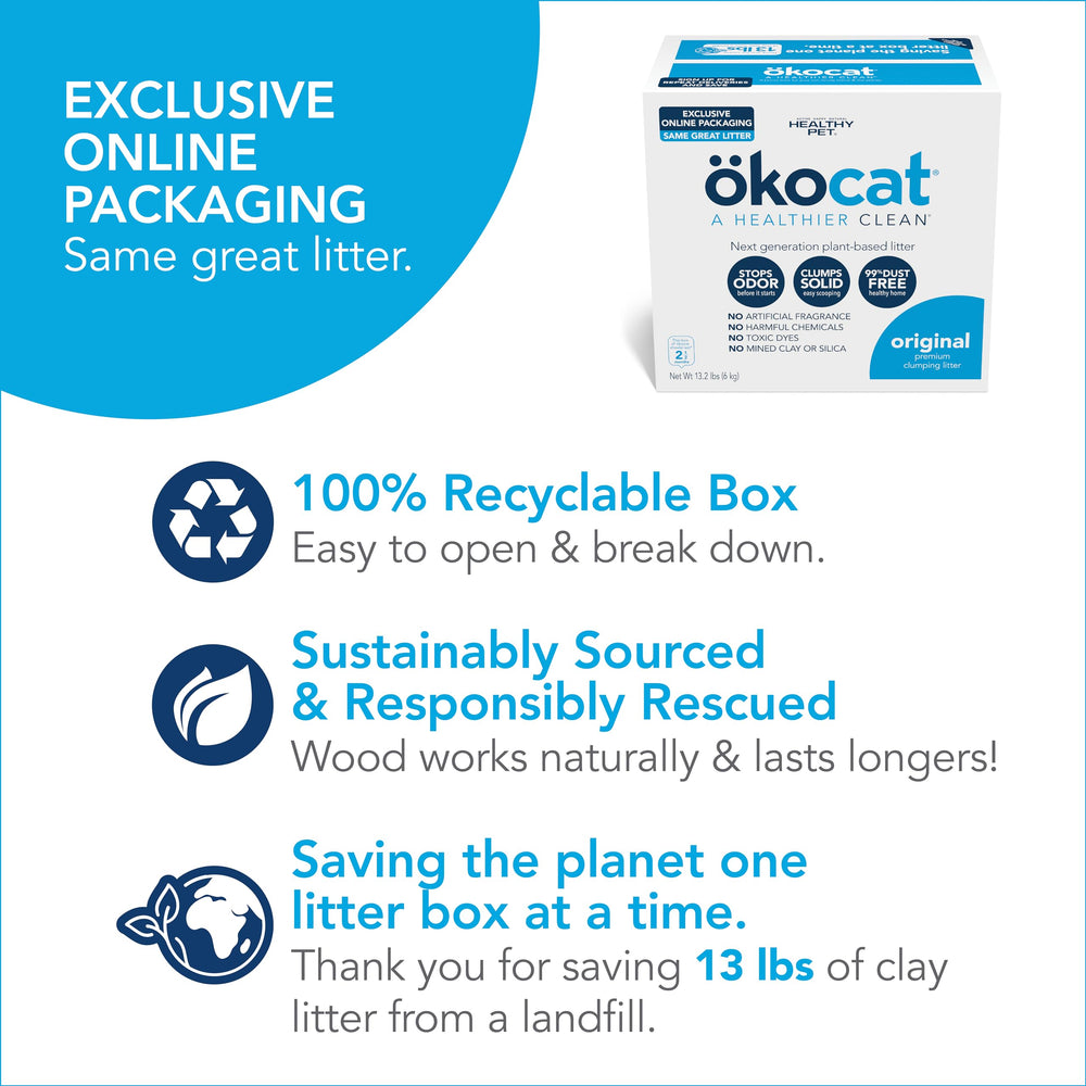 ÖKOCAT wood clumping cat litter package shown from the side.