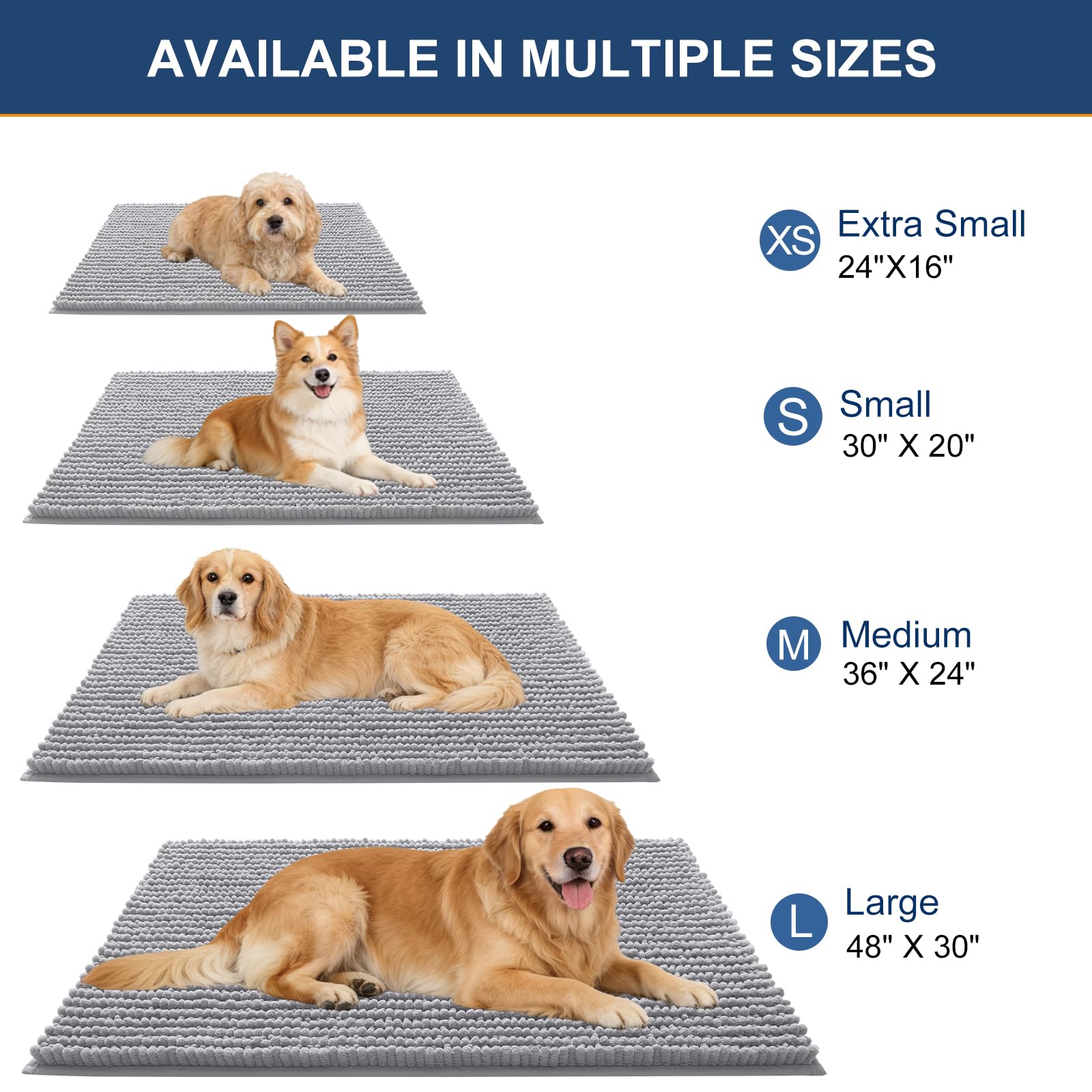 OLANLY dog door mat close-up showing the dense chenille pile.