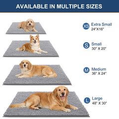 OLANLY dog door mat close-up showing the dense chenille pile.