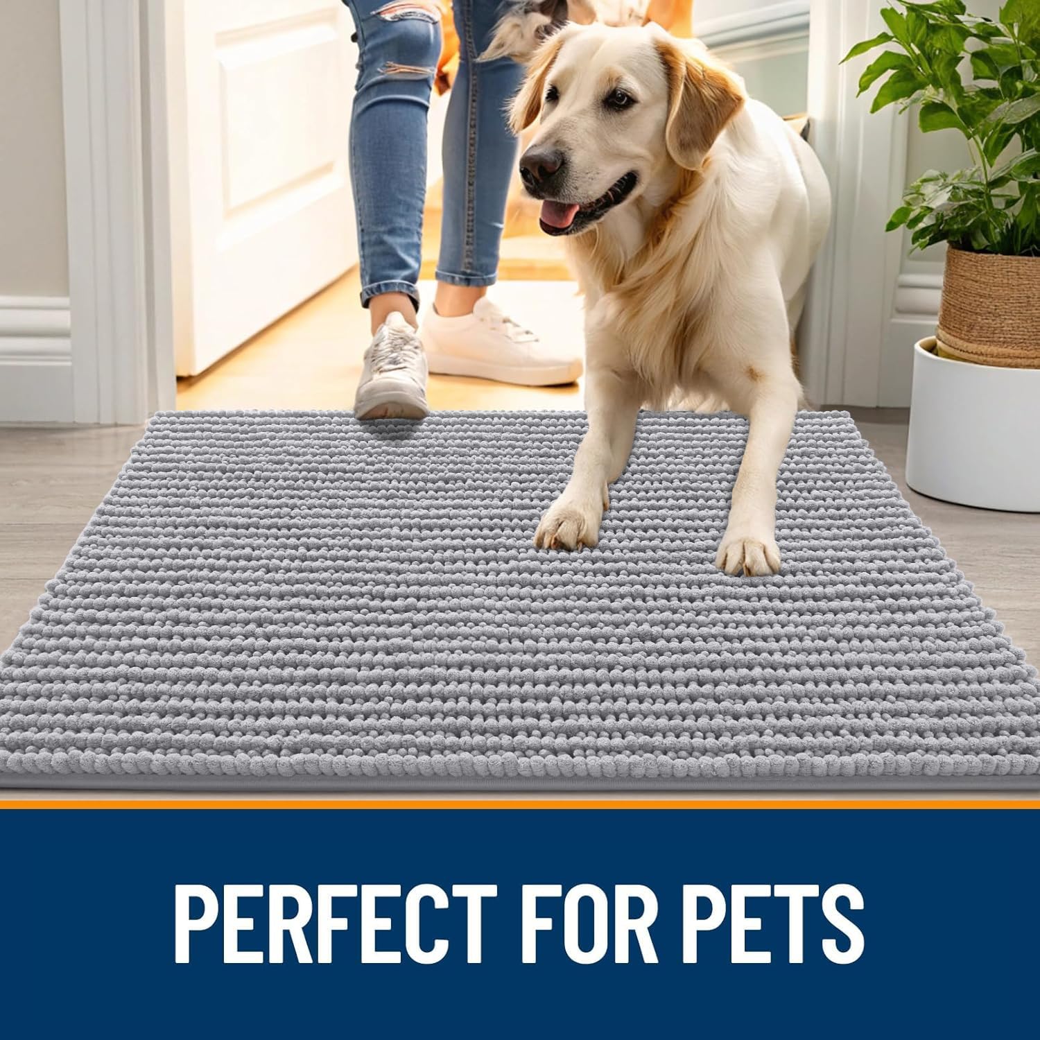 OLANLY dog door mat used as a soft crate liner.