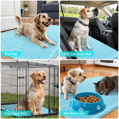 OLANLY Dog Door Mat shown lining a dog crate.