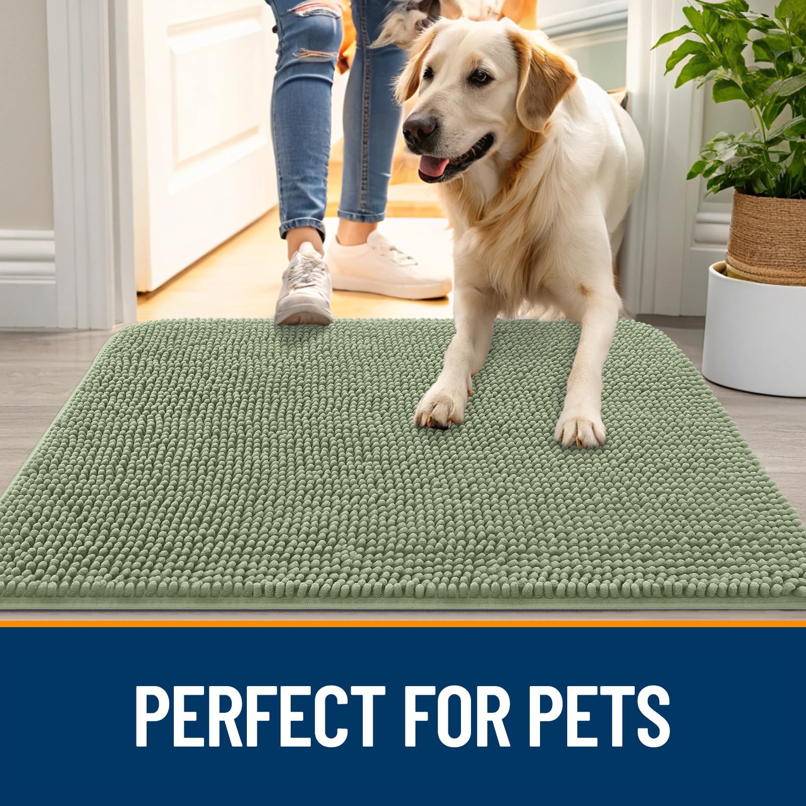 OLANLY Dog Door Mat used as a liner inside a dog crate.