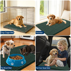 OLANLY Dog Door Mat positioned in a pet feeding area.