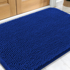 OLANLY dog door mat shown from the front to display its overall chenille design.