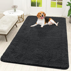 OLANLY Dog Door Mat shown from the front to display its overall chenille surface.