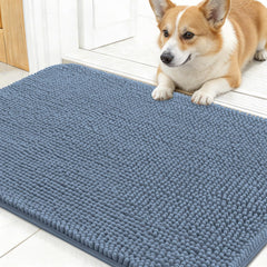 OLANLY Dog Door Mat shown from the front to display its overall chenille surface.